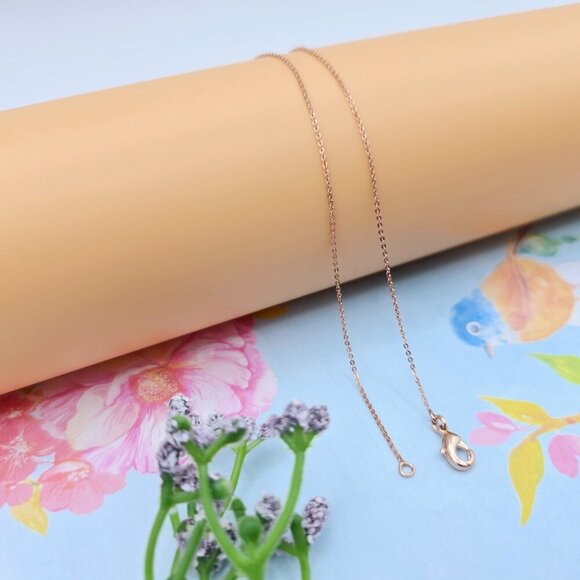 "Delicate Rose Gold Chain Necklace, 18 Inch, Gold Plated Over Brass, XPNL0099 - Picture 8 of 12